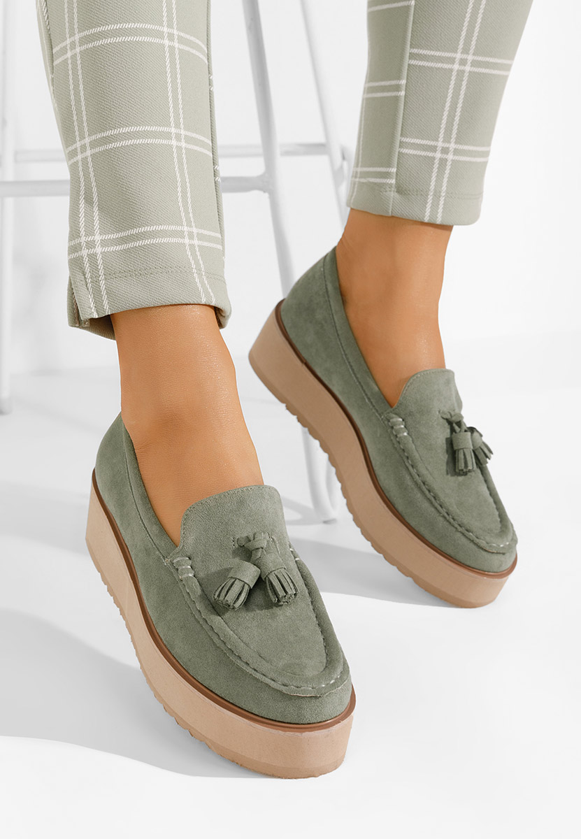 Zelené mokasíny na platformě Leondra V7 Zelené mokasíny na platformě Leondra V7