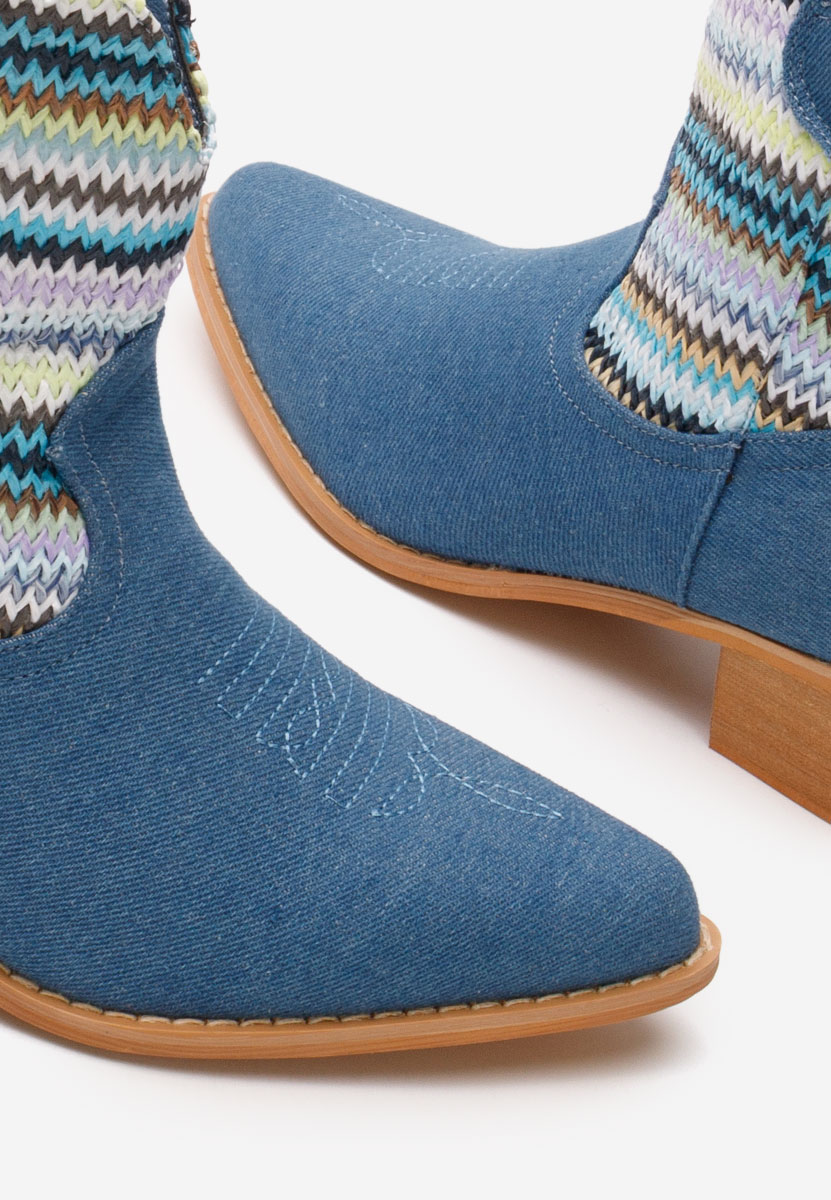 Denim kotníkové boty cowboy Lusilda