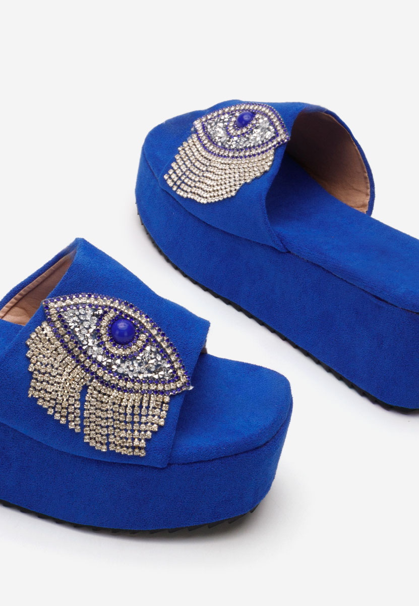 Modré pantofle na platformě Fyona ne