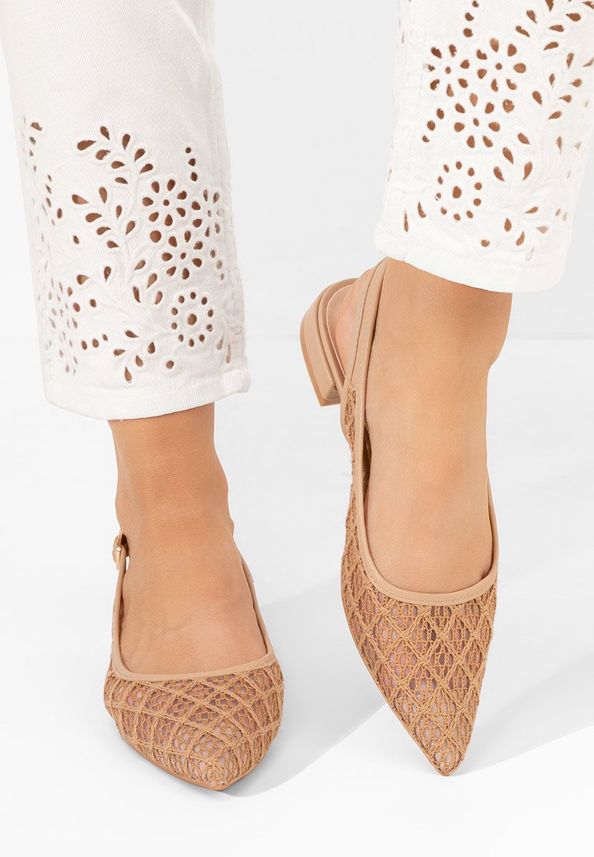 Khaki lodičky na nízkém podpatku Ryvana