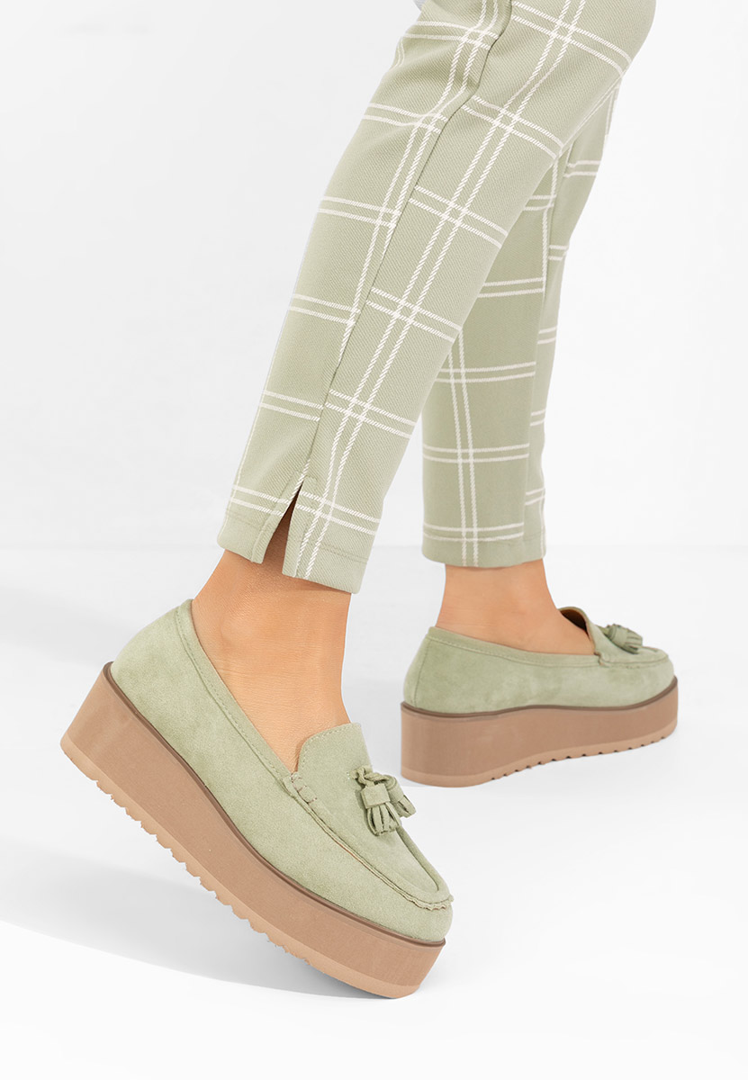 Zelené mokasíny na platformě Leondra Zelené mokasíny na platformě Leondra
