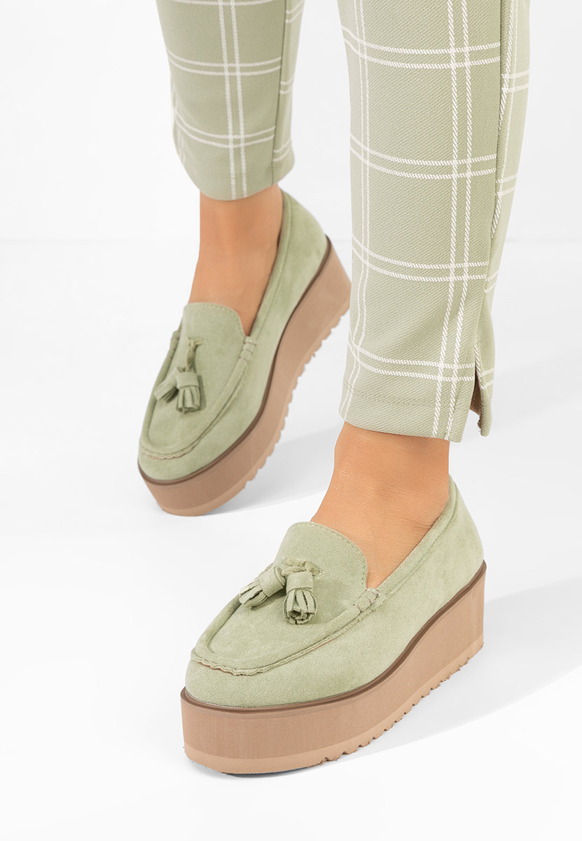 Zelené mokasíny na platformě Leondra Zelené mokasíny na platformě Leondra