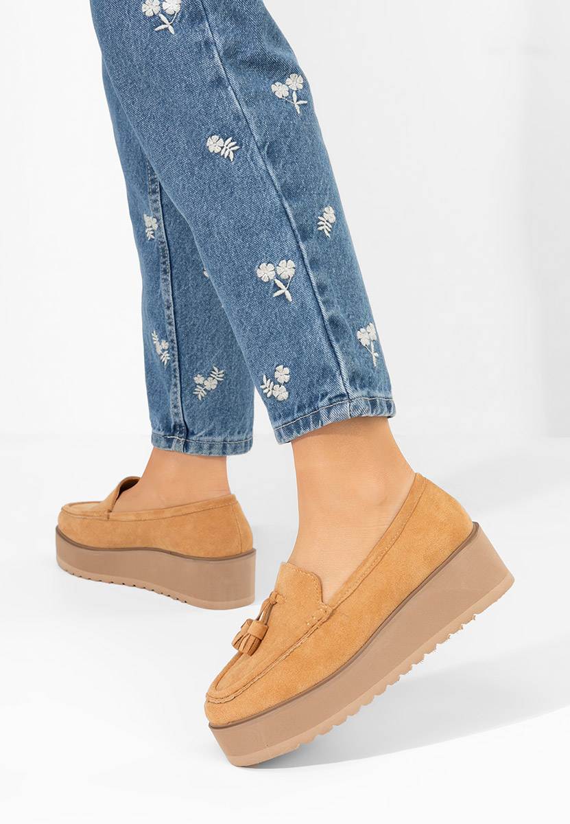 Khaki mokasíny na platformě Leondra Khaki mokasíny na platformě Leondra