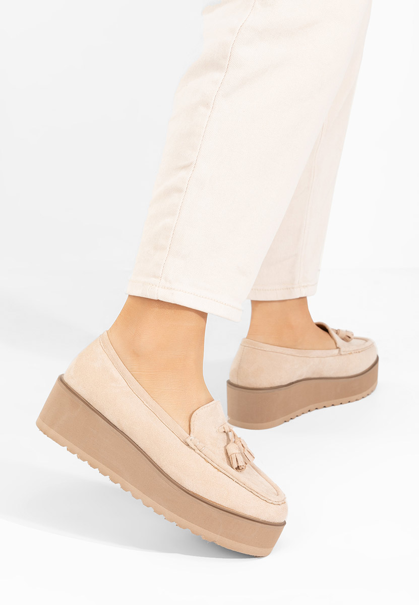 Béžové mokasíny na platformě Leondra Béžové mokasíny na platformě Leondra