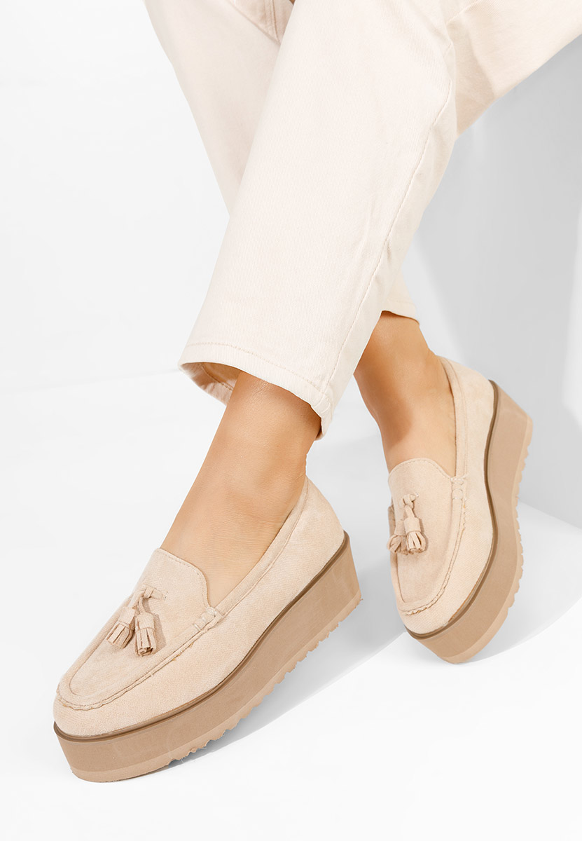 Béžové mokasíny na platformě Leondra Béžové mokasíny na platformě Leondra