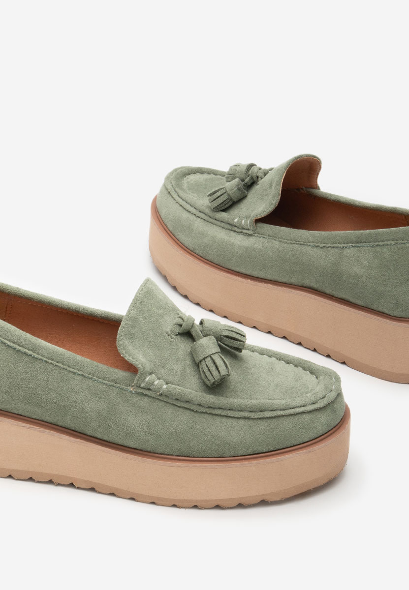 Zelené mokasíny na platformě Leondra V7 Zelené mokasíny na platformě Leondra V7