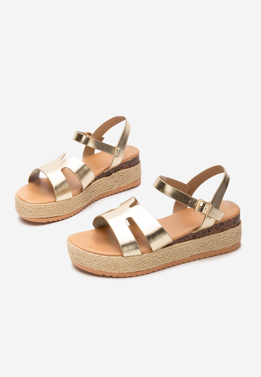 Zlaté sandály espadrilky Rumia