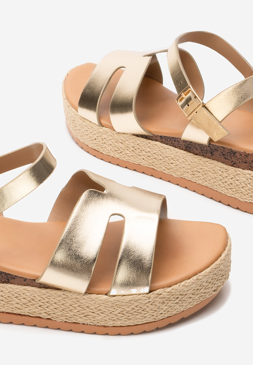 Zlaté sandály espadrilky Rumia