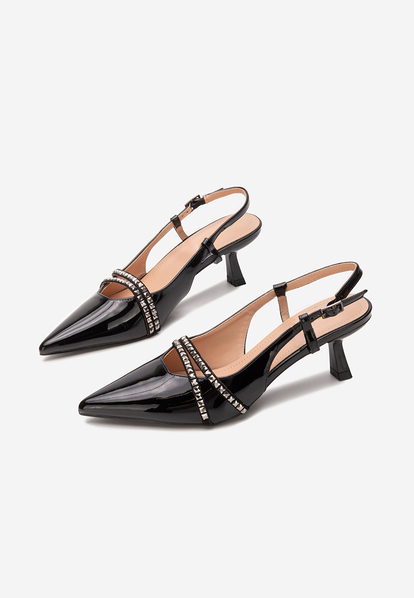 Černé lodičky s otevřenou pätou Crinna