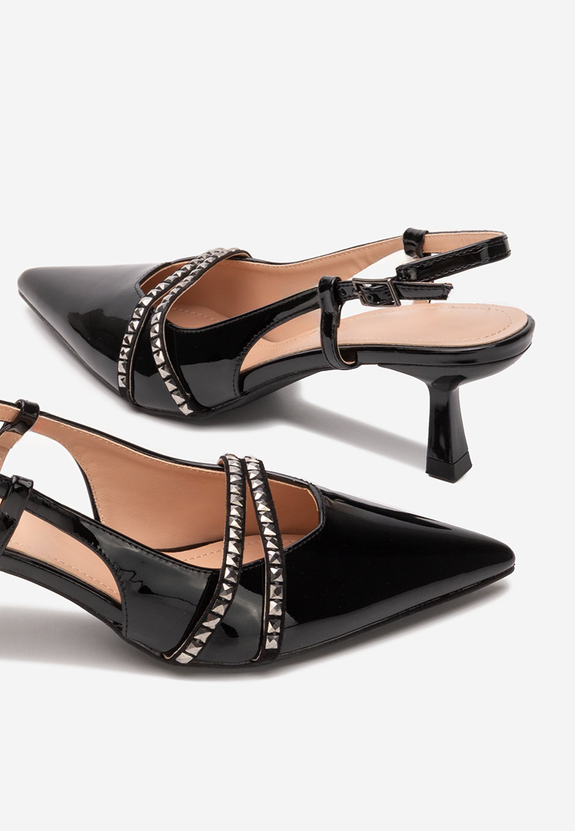 Černé lodičky s otevřenou pätou Crinna