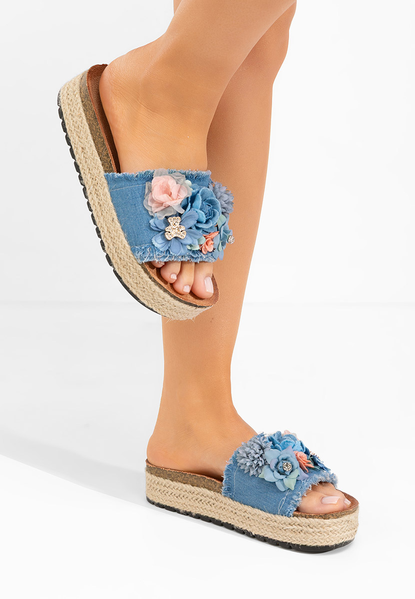 Modré pantofle na platformě Klarita