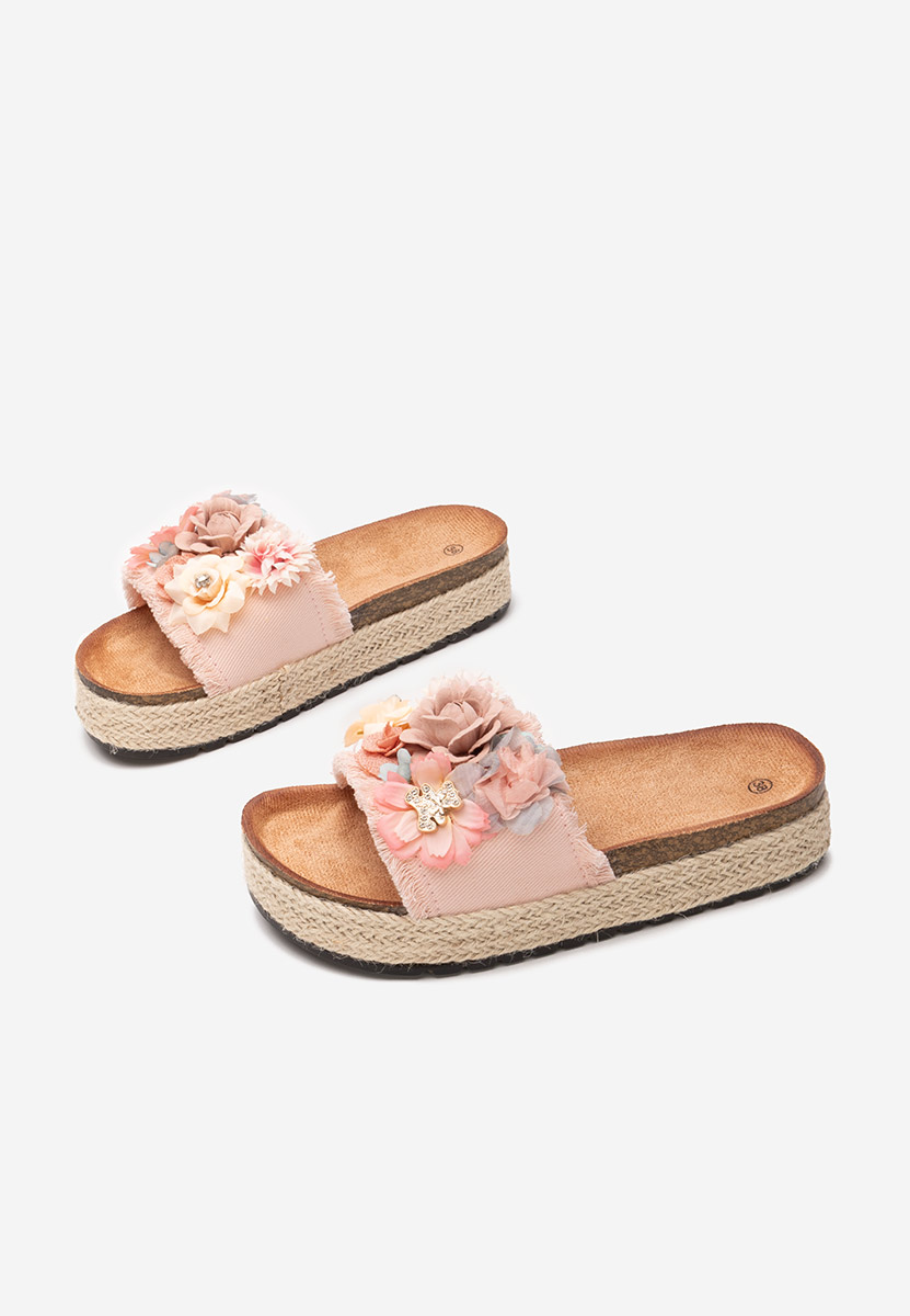 Ružové pantofle na platformě Klarita