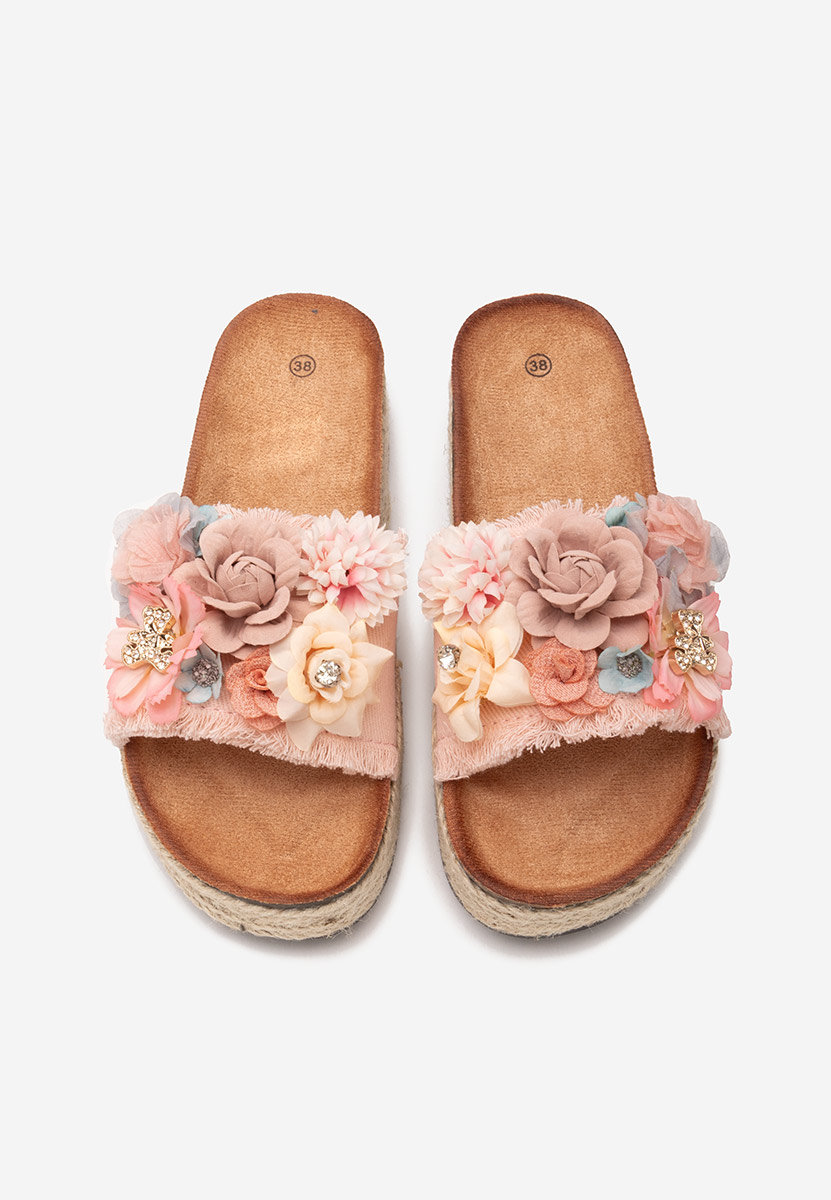 Ružové pantofle na platformě Klarita