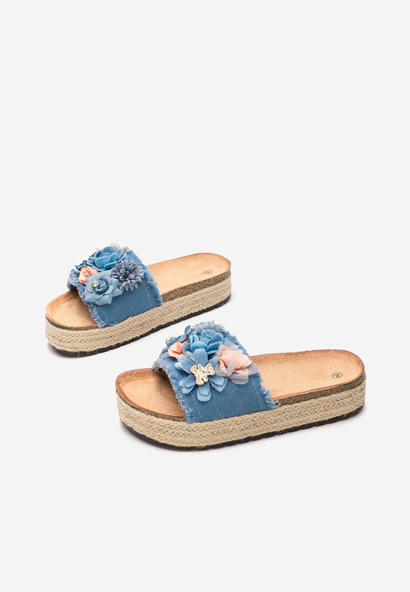 Modré pantofle na platformě Klarita