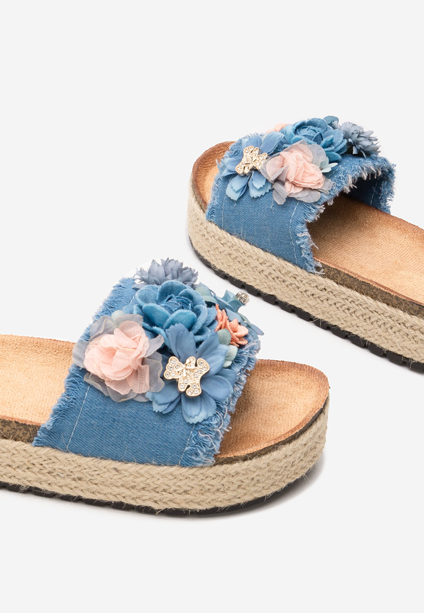 Modré pantofle na platformě Klarita