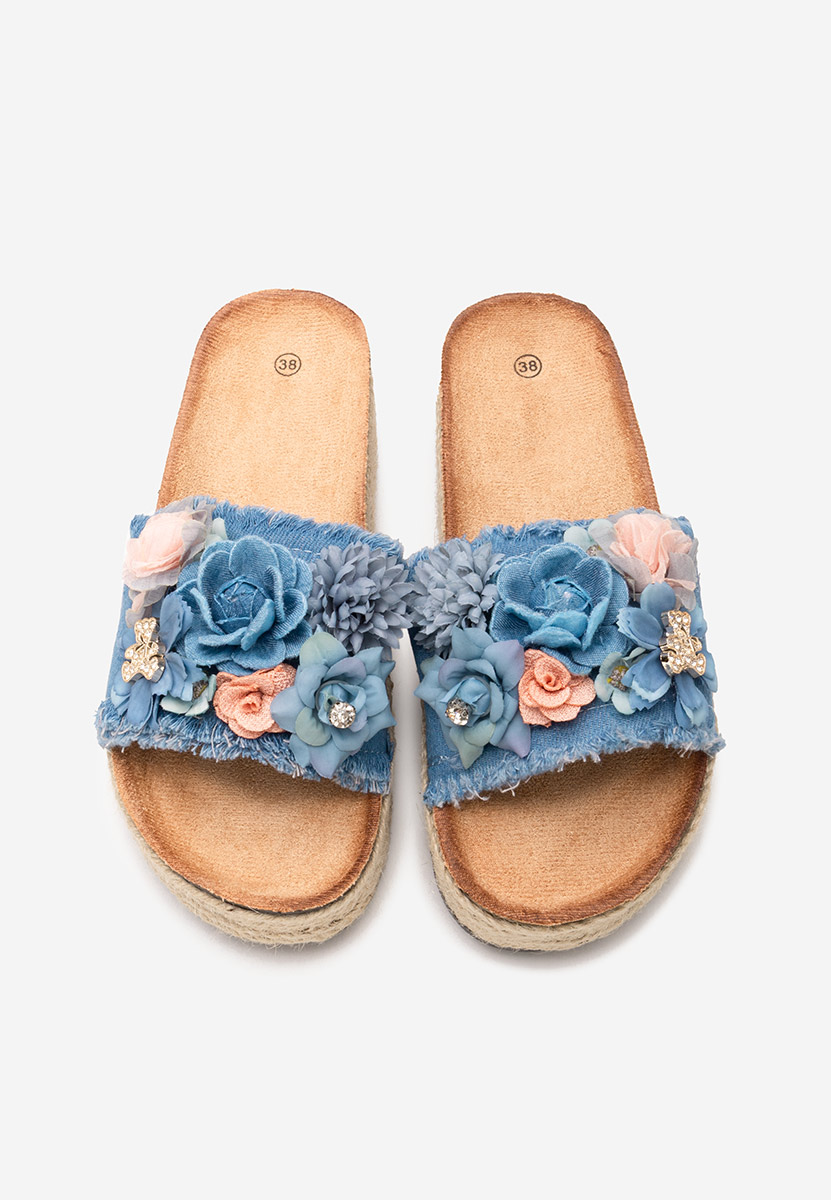 Modré pantofle na platformě Klarita