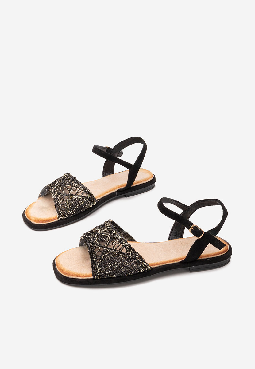 Černé sandály bez podpatku Welisa