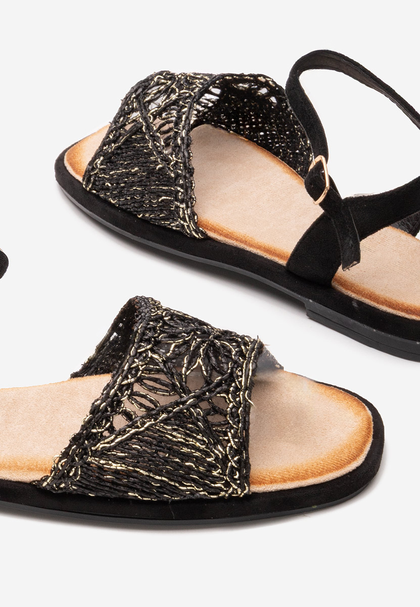 Černé sandály bez podpatku Welisa