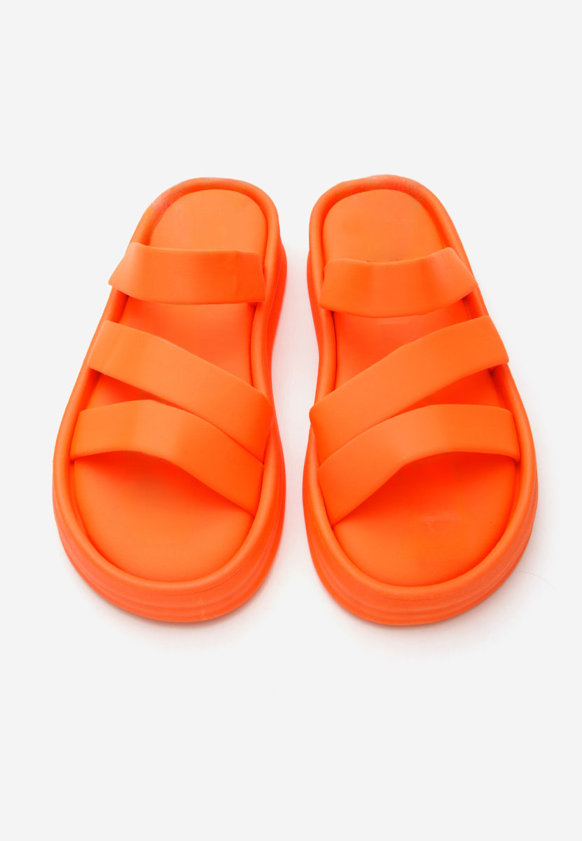 Oranžové pantofle na platformě Porteo