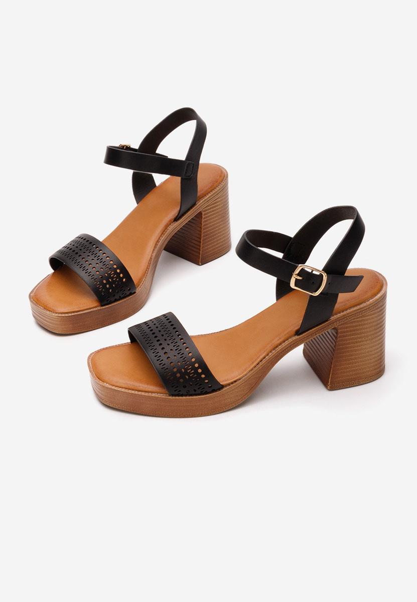 Černé sandály na podpatku Viena Černé sandály na podpatku Viena