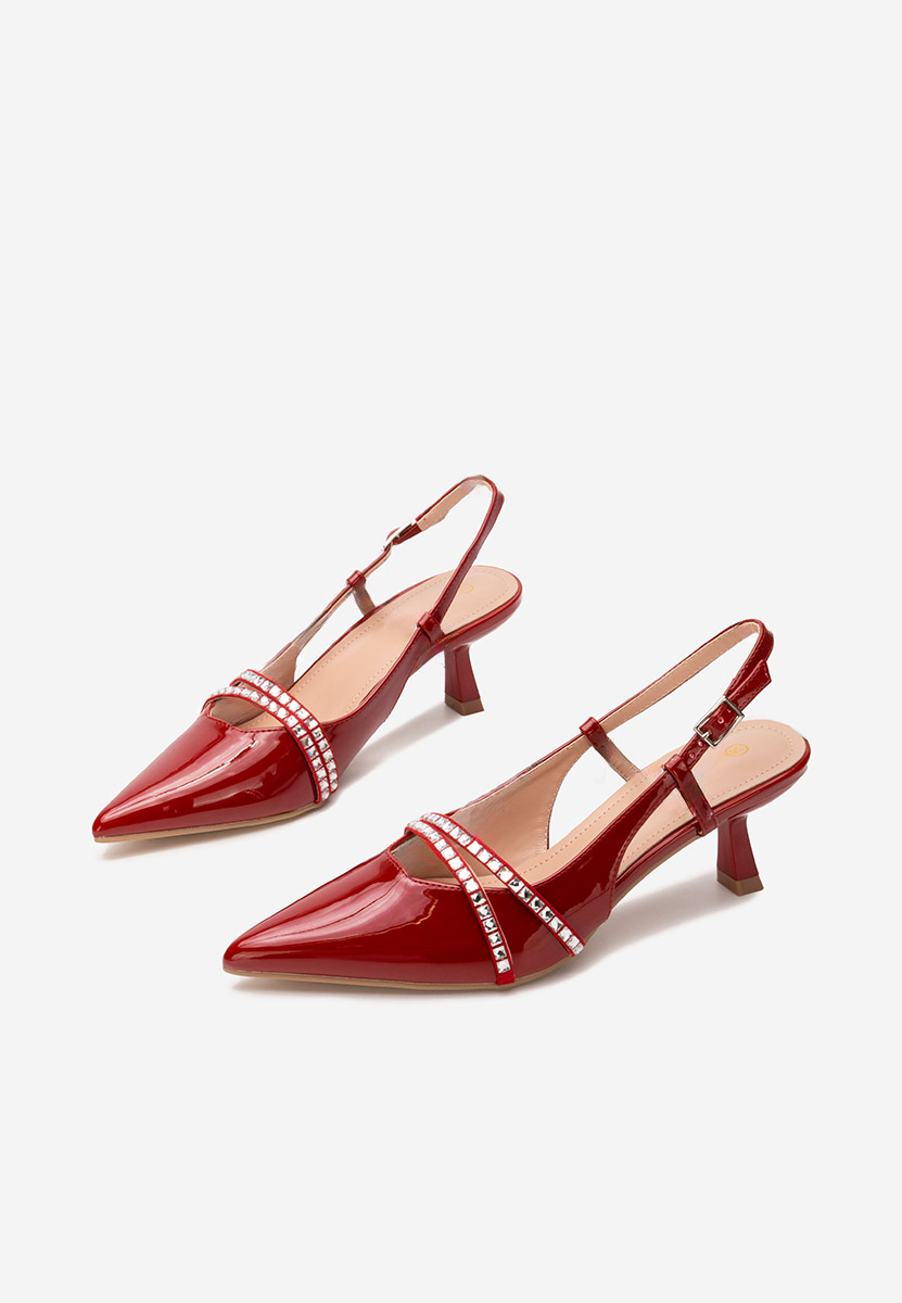 Červené lodičky s otevřenou pätou Crinna