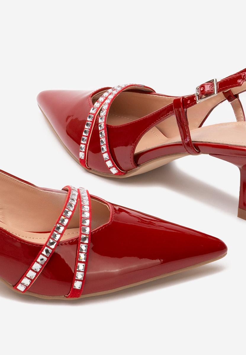 Červené lodičky s otevřenou pätou Crinna