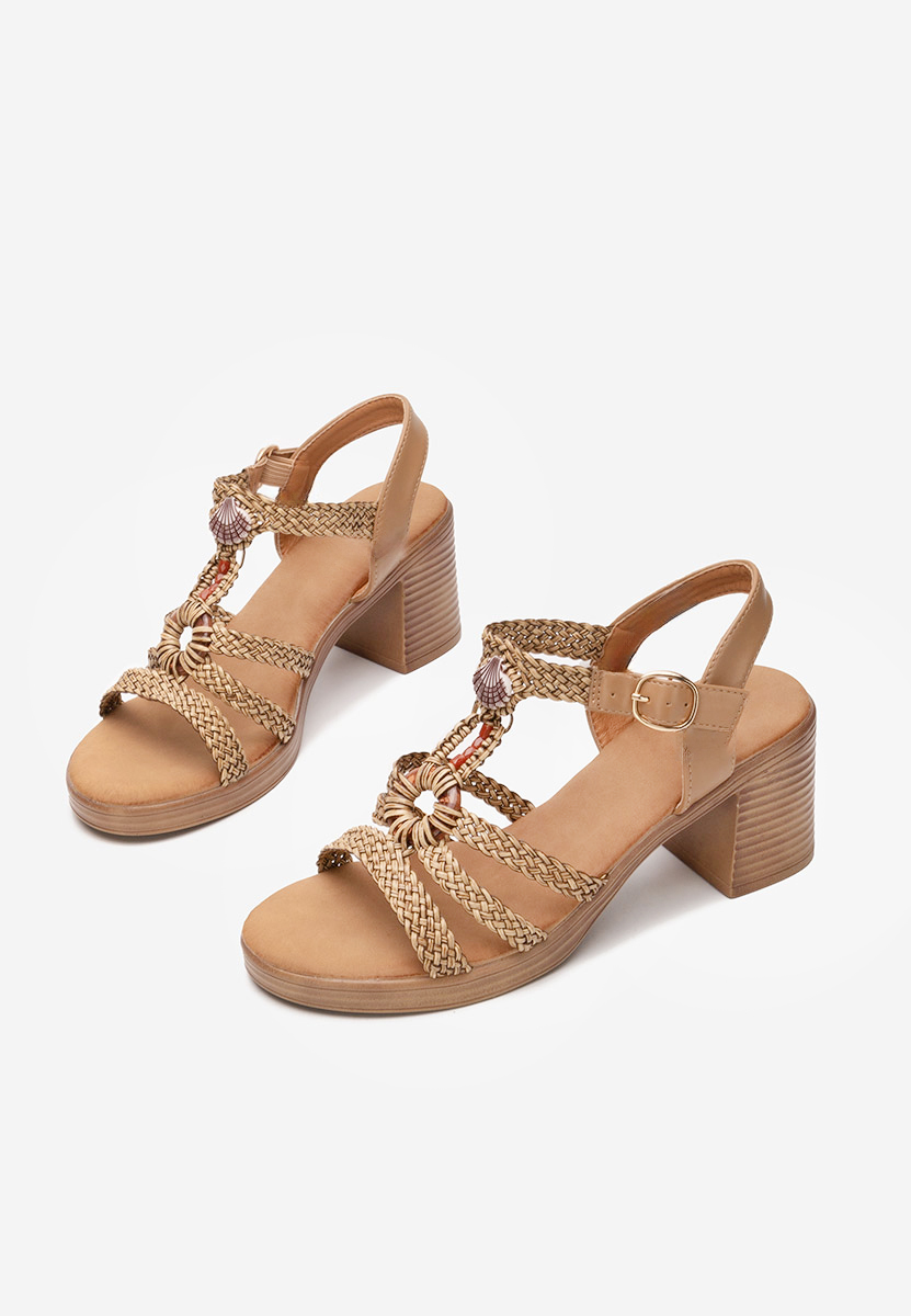 Khaki sandály na podpatku Phylicia