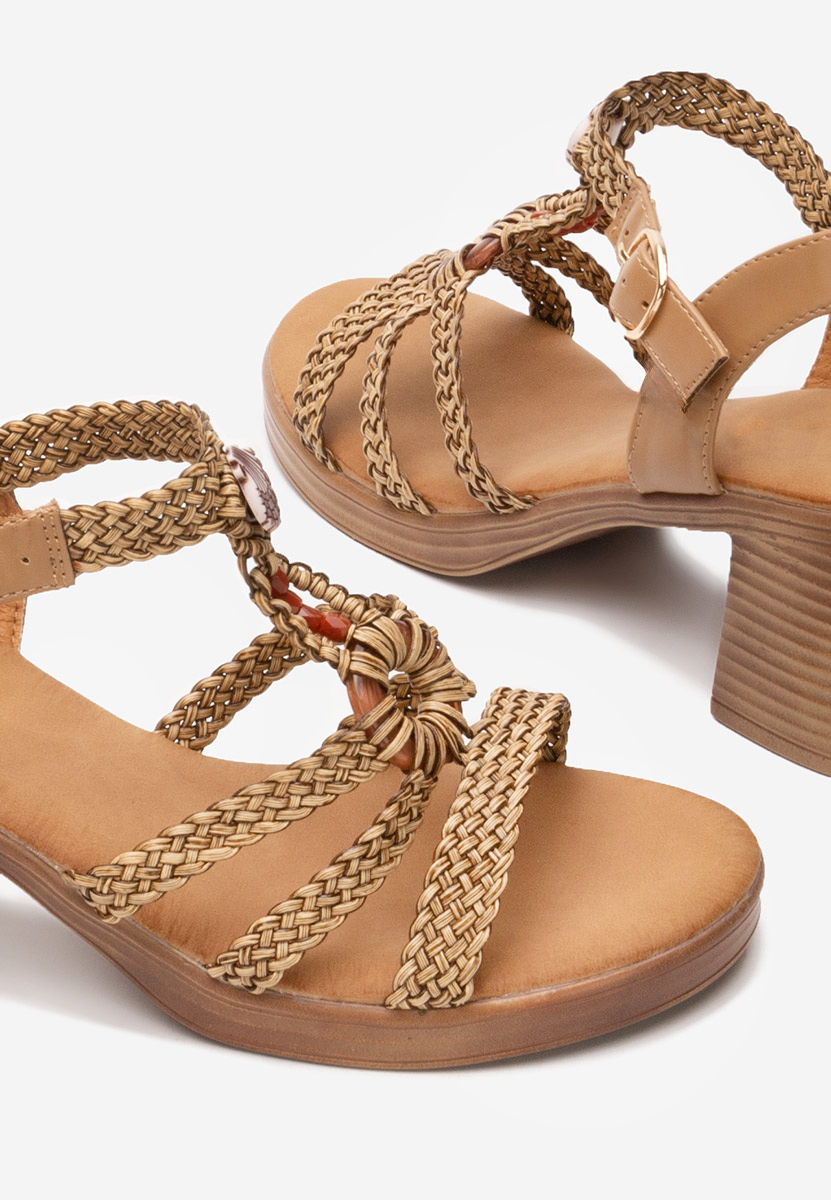 Khaki sandály na podpatku Phylicia