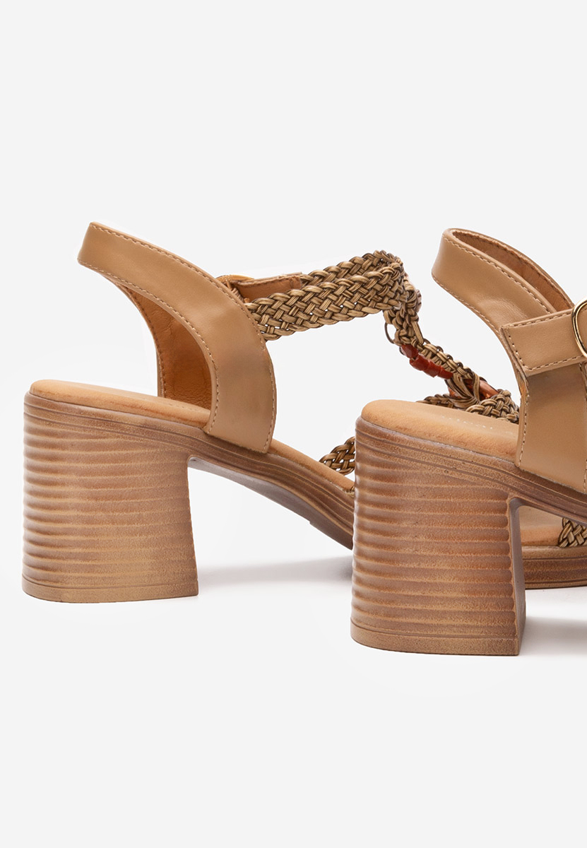 Khaki sandály na podpatku Phylicia