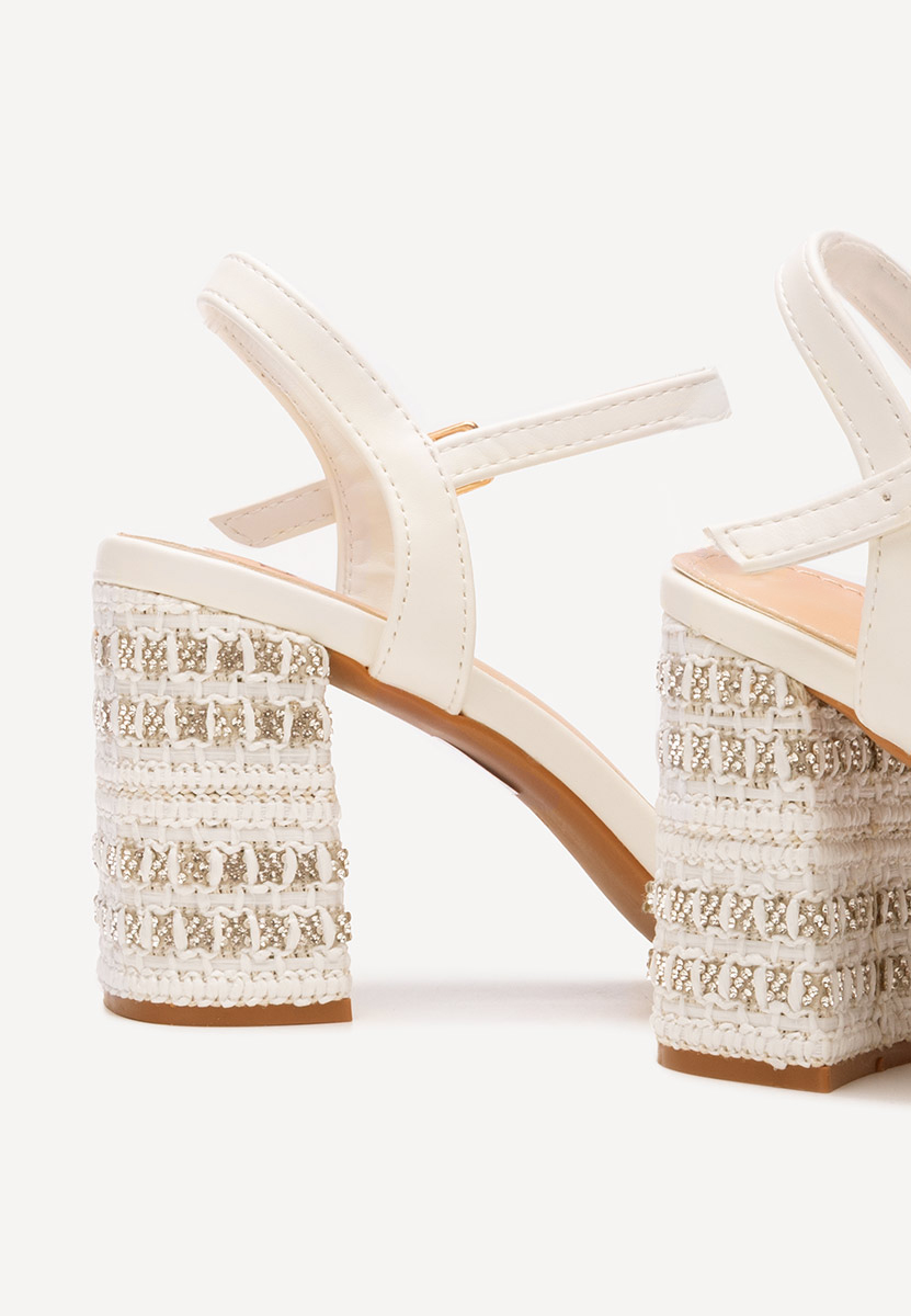 Bílé sandály na podpatku Marsela
