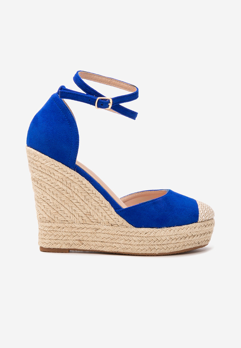Modré sandály na klínku Saniza V4