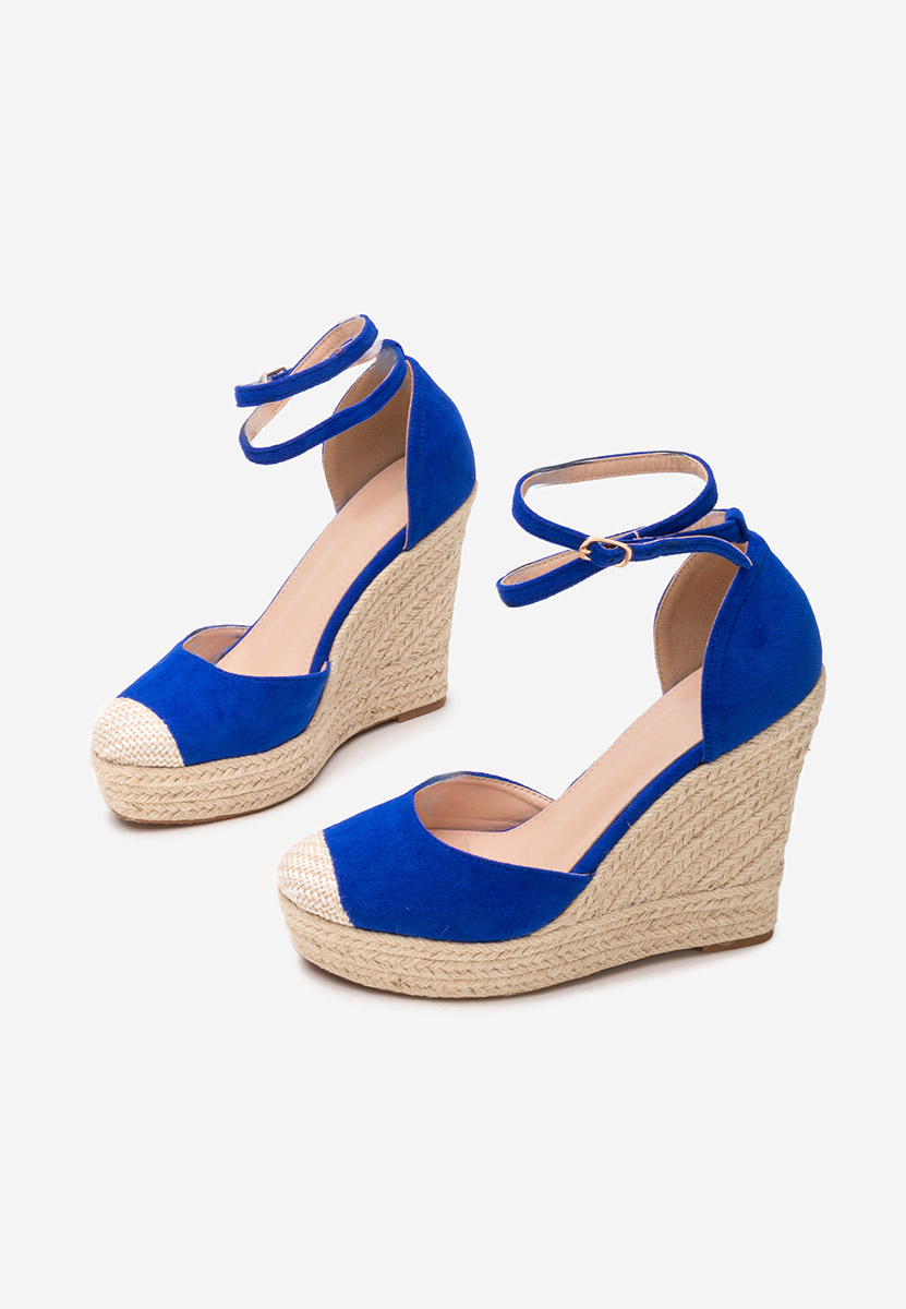 Modré sandály na klínku Saniza V4