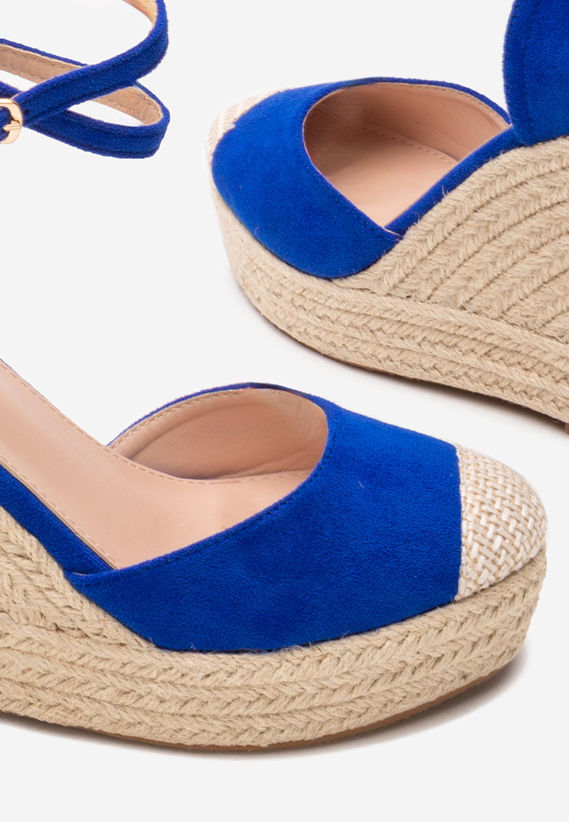 Modré sandály na klínku Saniza V4