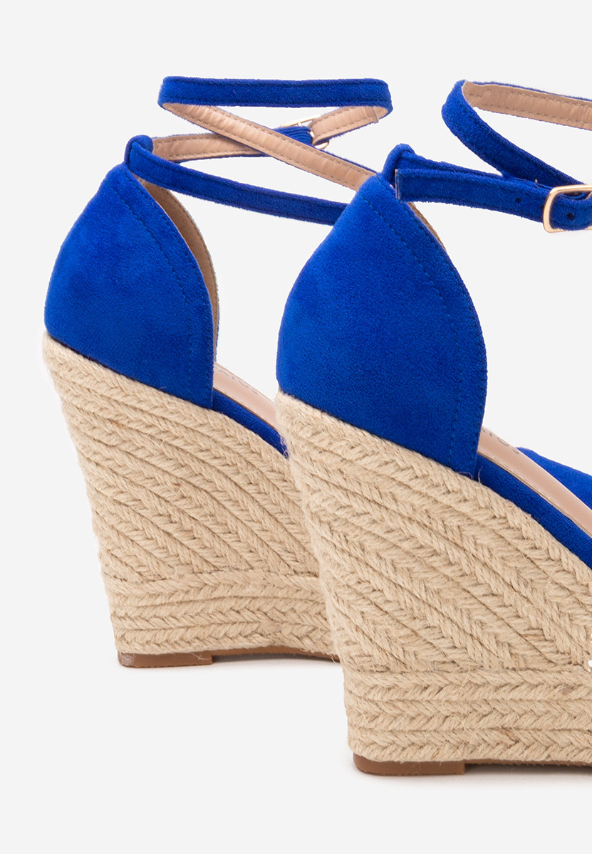 Modré sandály na klínku Saniza V4