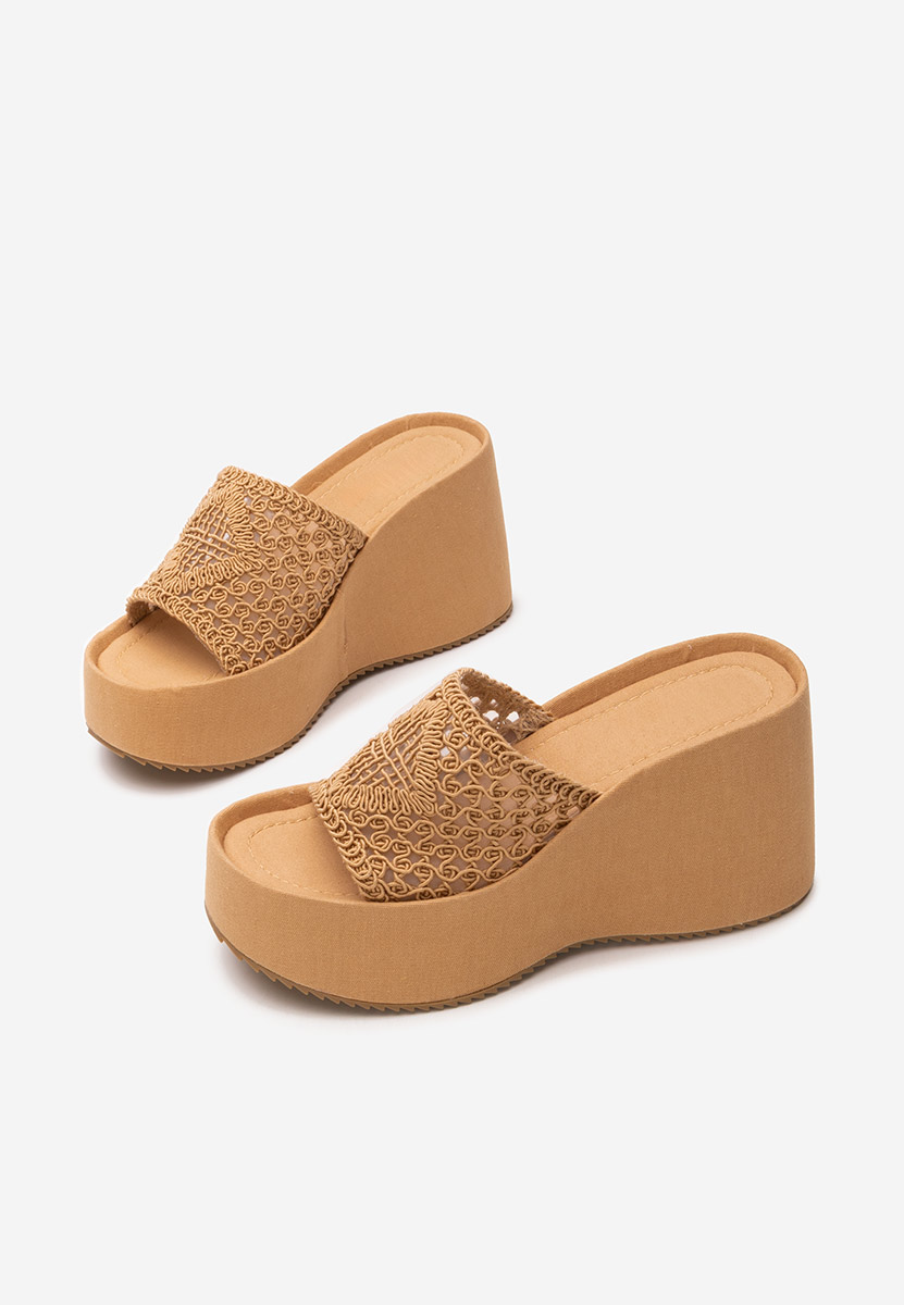 Khaki pantofle na platformě Kimbra