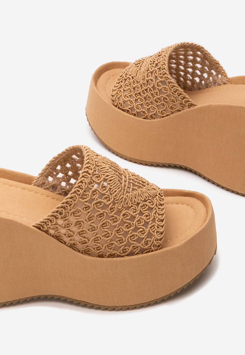 Khaki pantofle na platformě Kimbra