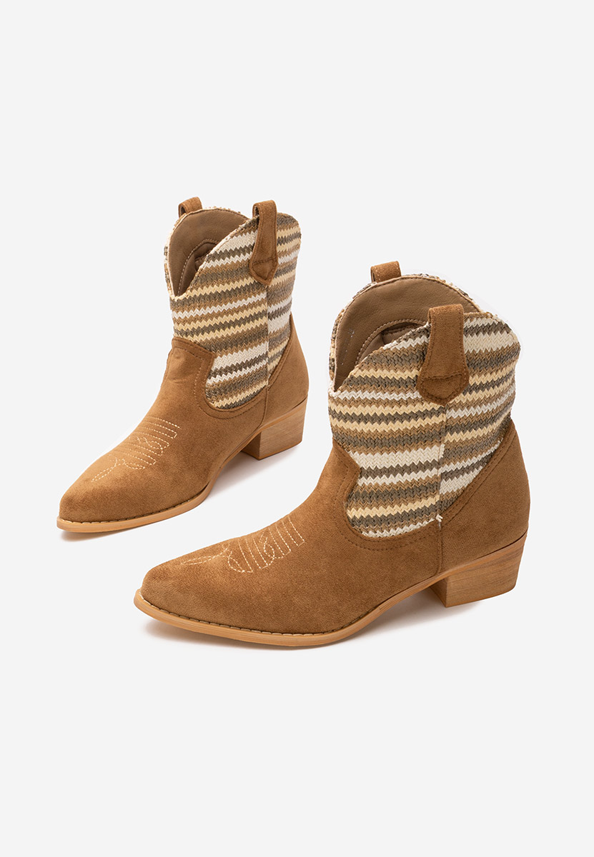 Camelové kotníkové boty cowboy Lusilda
