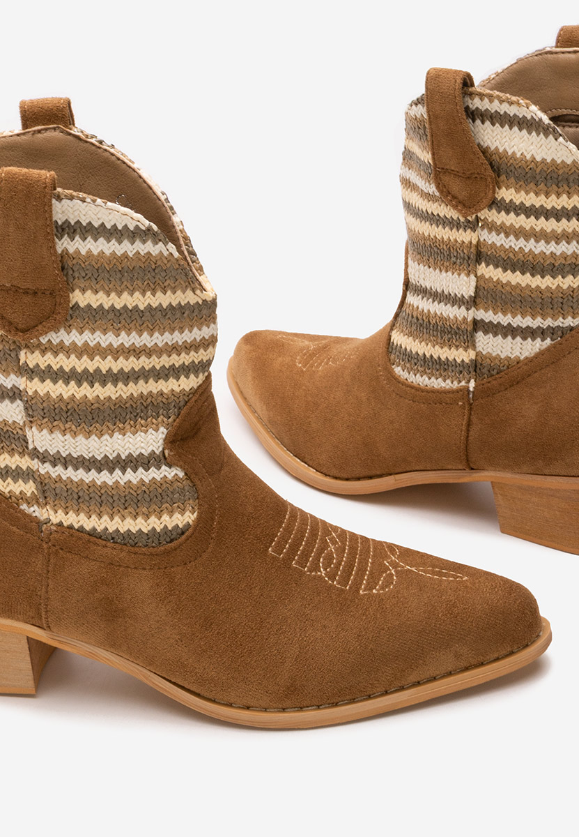 Camelové kotníkové boty cowboy Lusilda
