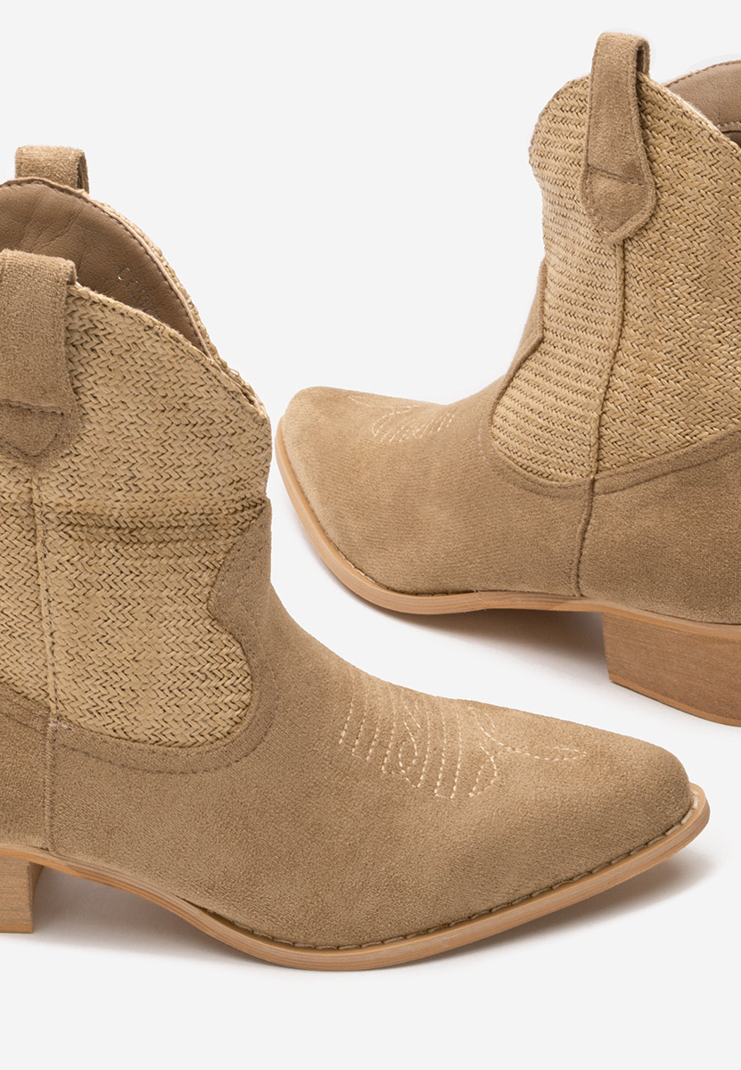 Khaki kotníkové boty cowboy Lusilda