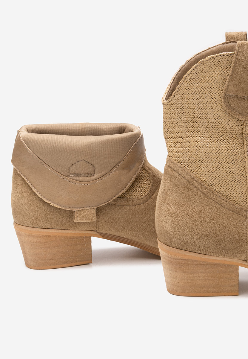 Khaki kotníkové boty cowboy Lusilda