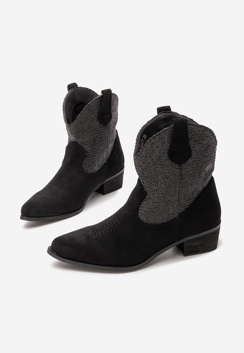 Černé kotníkové boty cowboy Lusilda