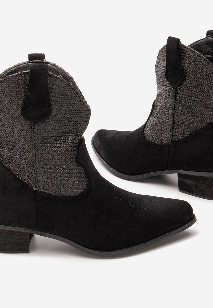 Černé kotníkové boty cowboy Lusilda