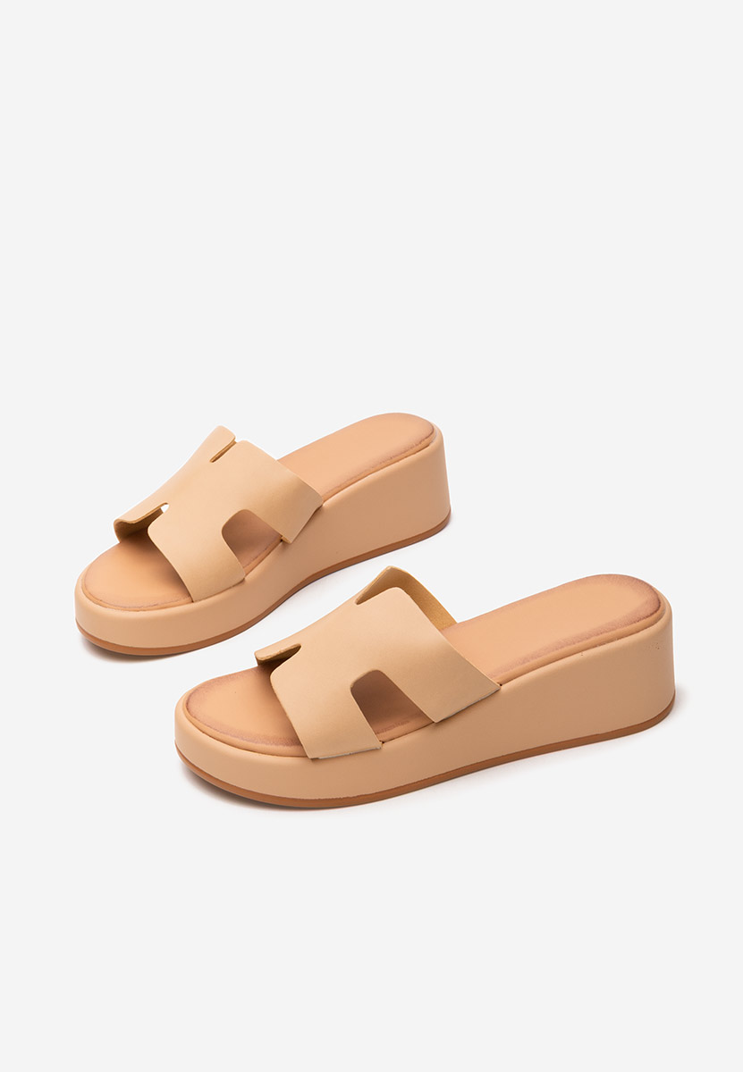 Khaki pantofle na platformě Malynda