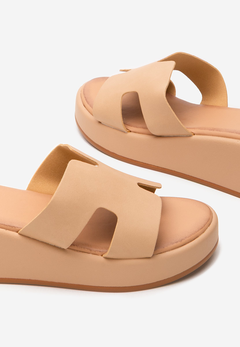 Khaki pantofle na platformě Malynda