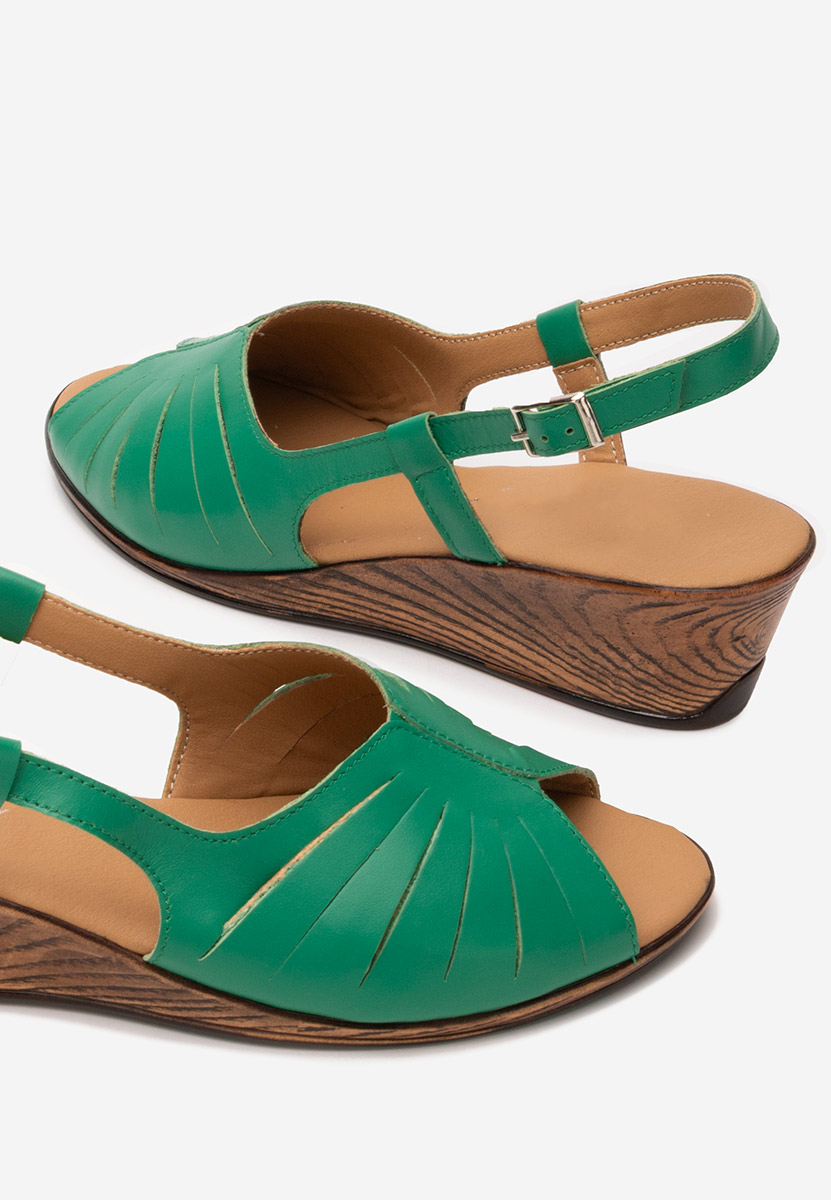 Zelené kožené sandály Lovara