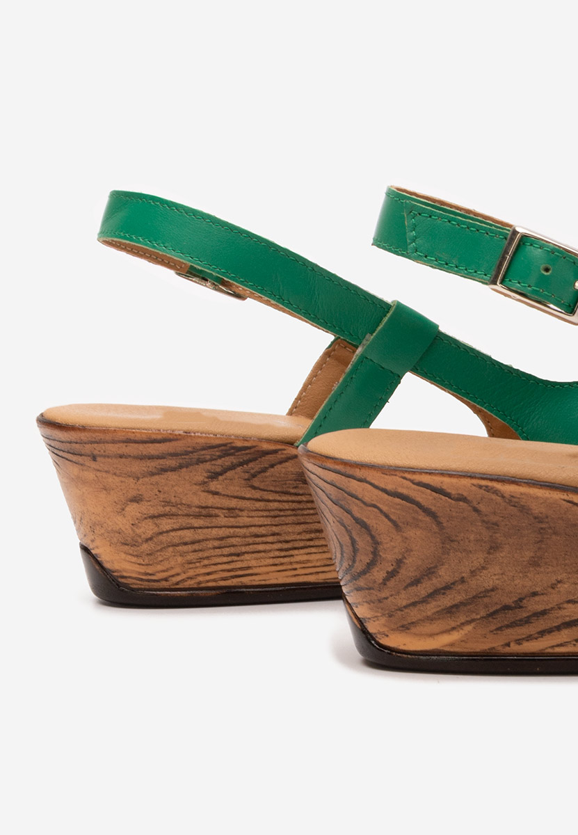 Zelené kožené sandály Lovara