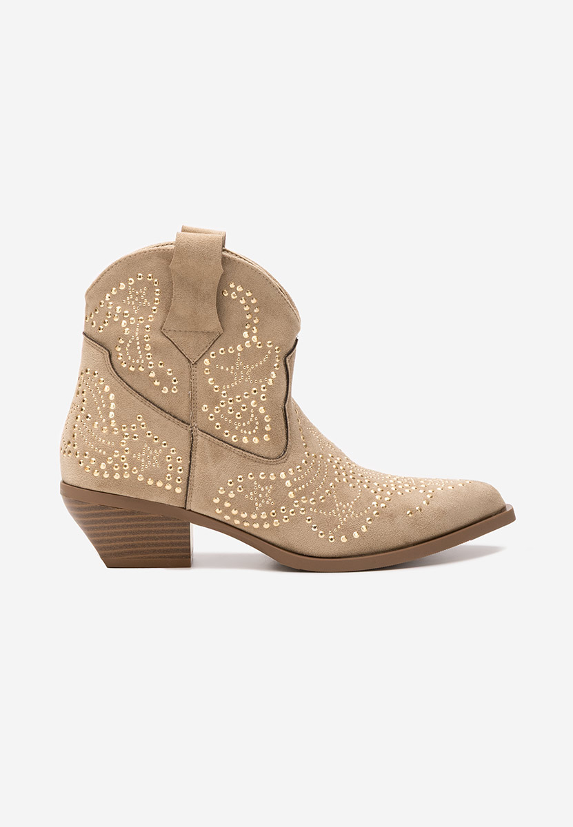 Khaki kotníkové boty cowboy Ninna