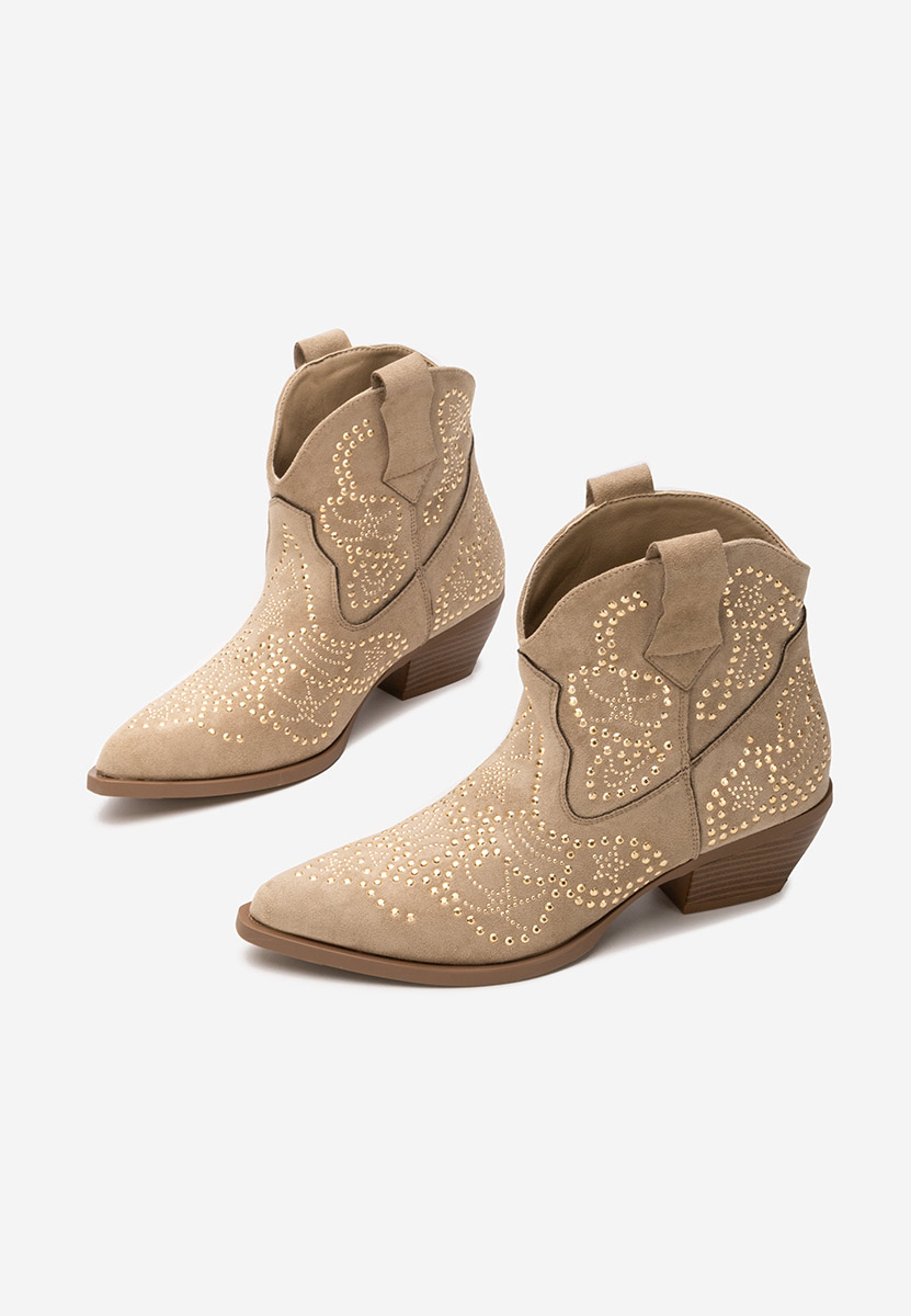 Khaki kotníkové boty cowboy Ninna