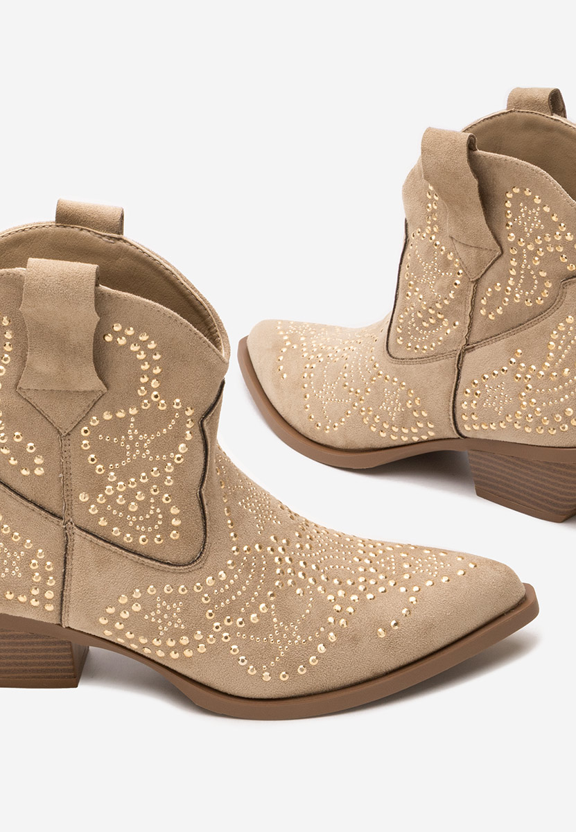 Khaki kotníkové boty cowboy Ninna