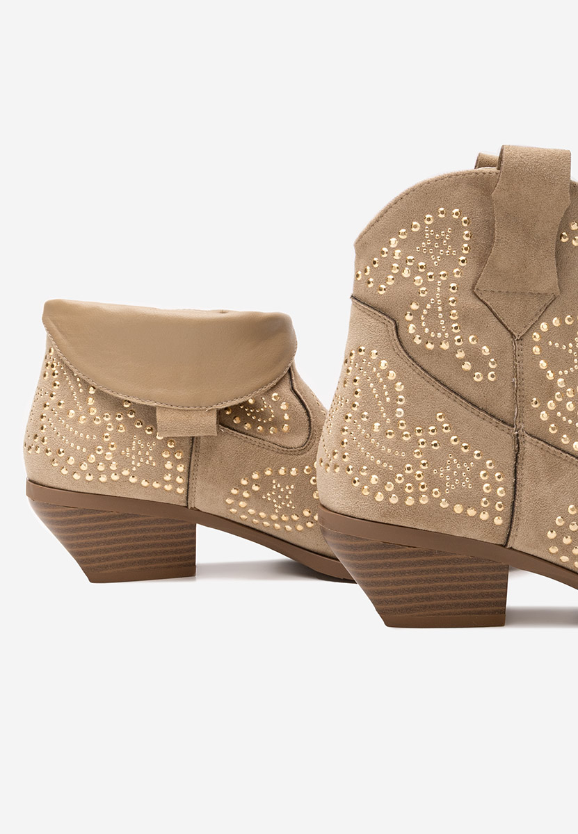 Khaki kotníkové boty cowboy Ninna